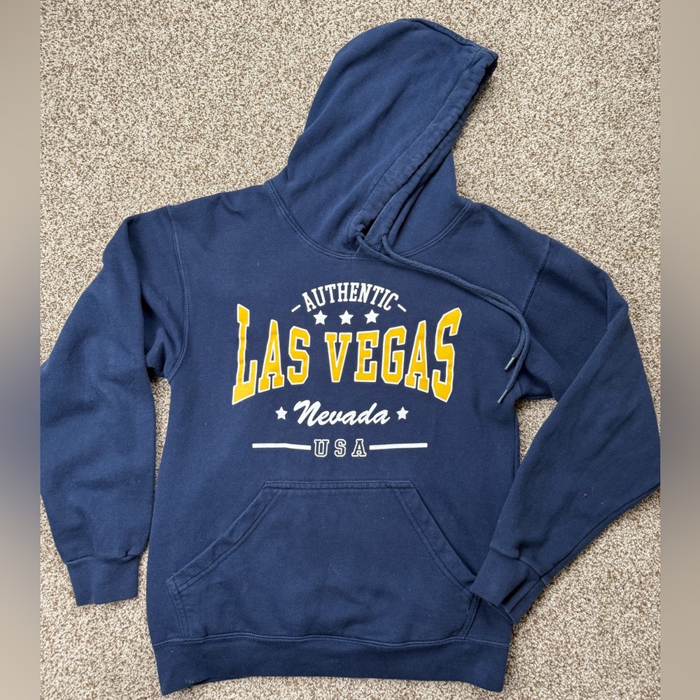 Authentic Las Vegas Nevada Navy Blue Hooded Sweatshirt With Pockets Men’s Size S